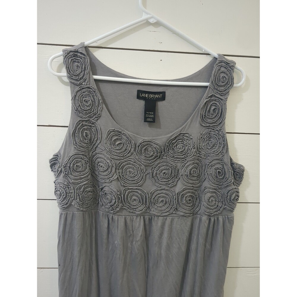 Lane Bryant ran spandex blend gray rose sleeveless dress 14/16w coastal summer